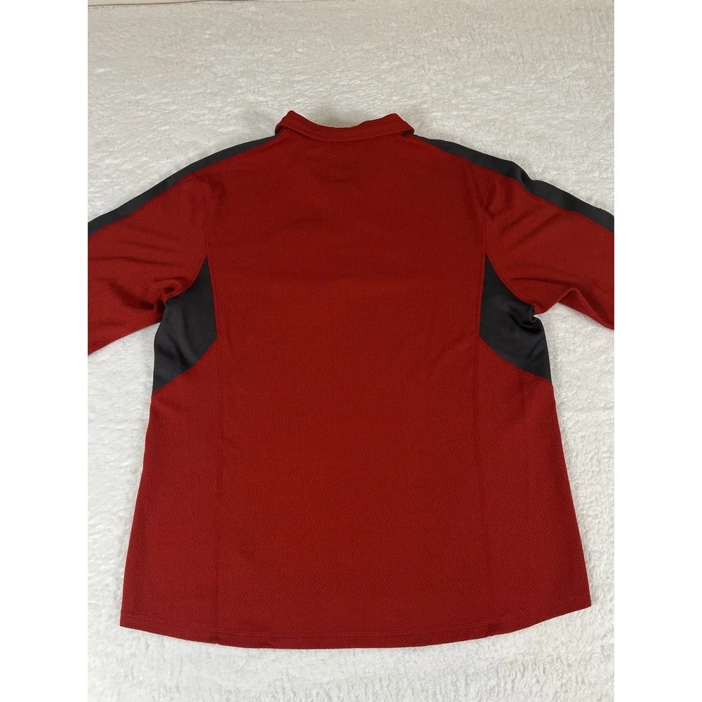 Nike‎ ACG Red Gray Colorblock Waffle Knit Quarter Zip Pullover Shirt Men's XL